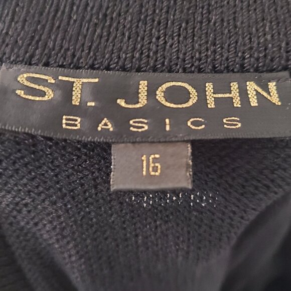 St. John  BASICS Women's Santana Knit Midi Skirt Black Size 16 Designer Classic - Picture 7 of 7